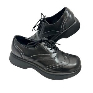 DANSKO Rare Vintage Y2K Black Wingtip Lace-Up Platform Chunky Oxfords 39 8.5